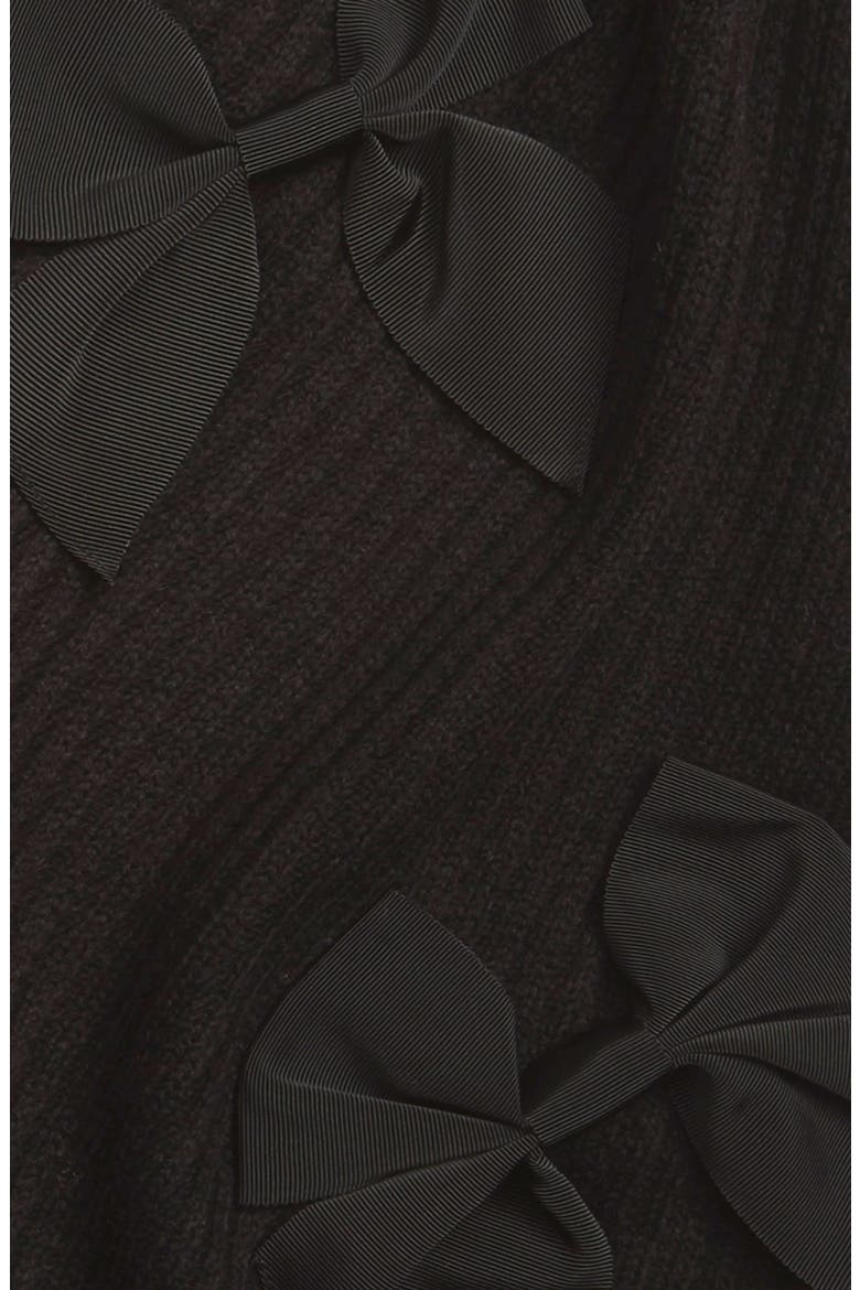 bow rib knit scarf, Alternate, color, BLACK