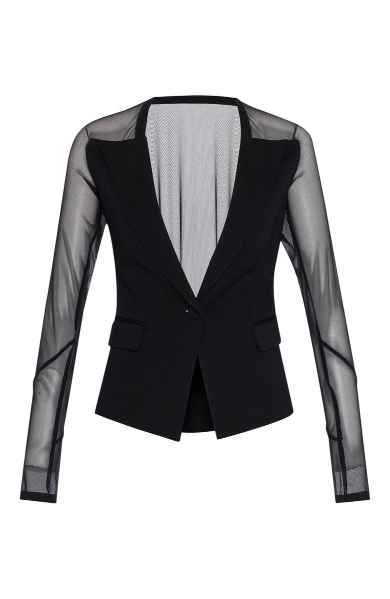 THEO The Label Aphrodite Mesh Sleeve Knit Jacket, Main, color, 