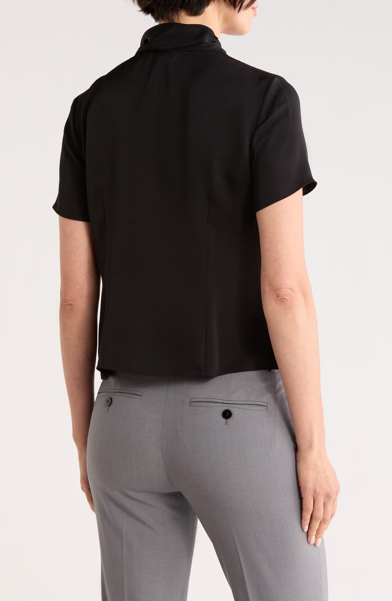 Theory Twist Scarf Silk Top, Alternate, color, Black