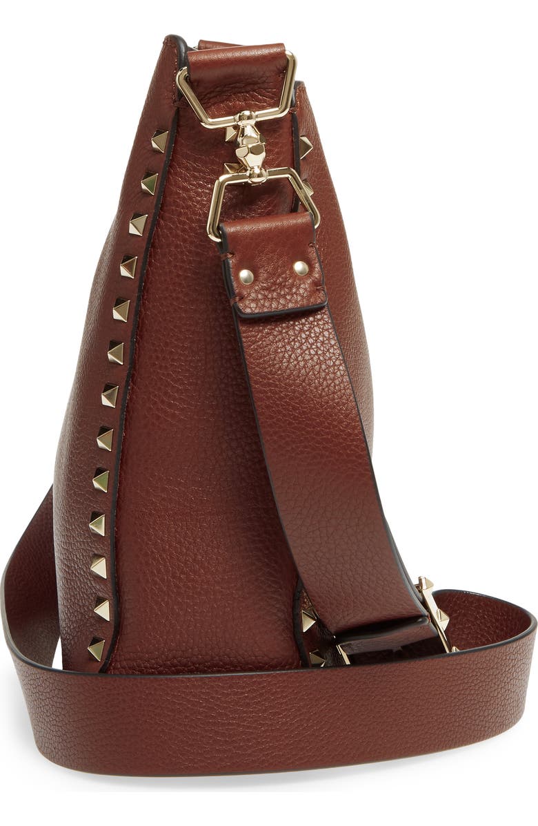 Valentino Garavani Small Rockstud Leather Hobo, Alternate, color,