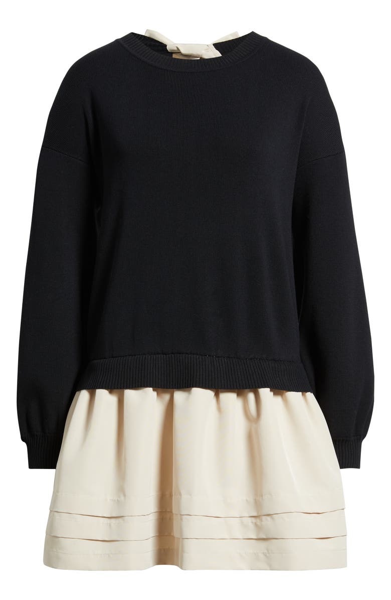ZOE AND CLAIRE Long Sleeve Twofer Sweater Dress, Alternate, color, Black/ Cream