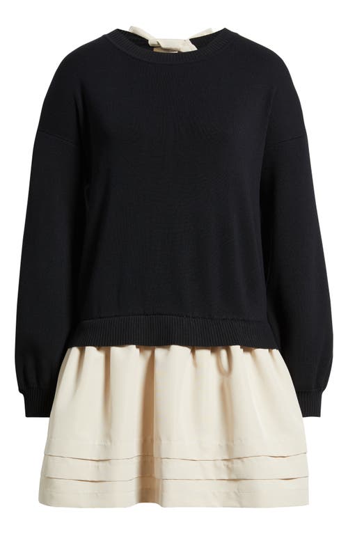 Zoe And Claire Long Sleeve Twofer Sweater Dress In Multi