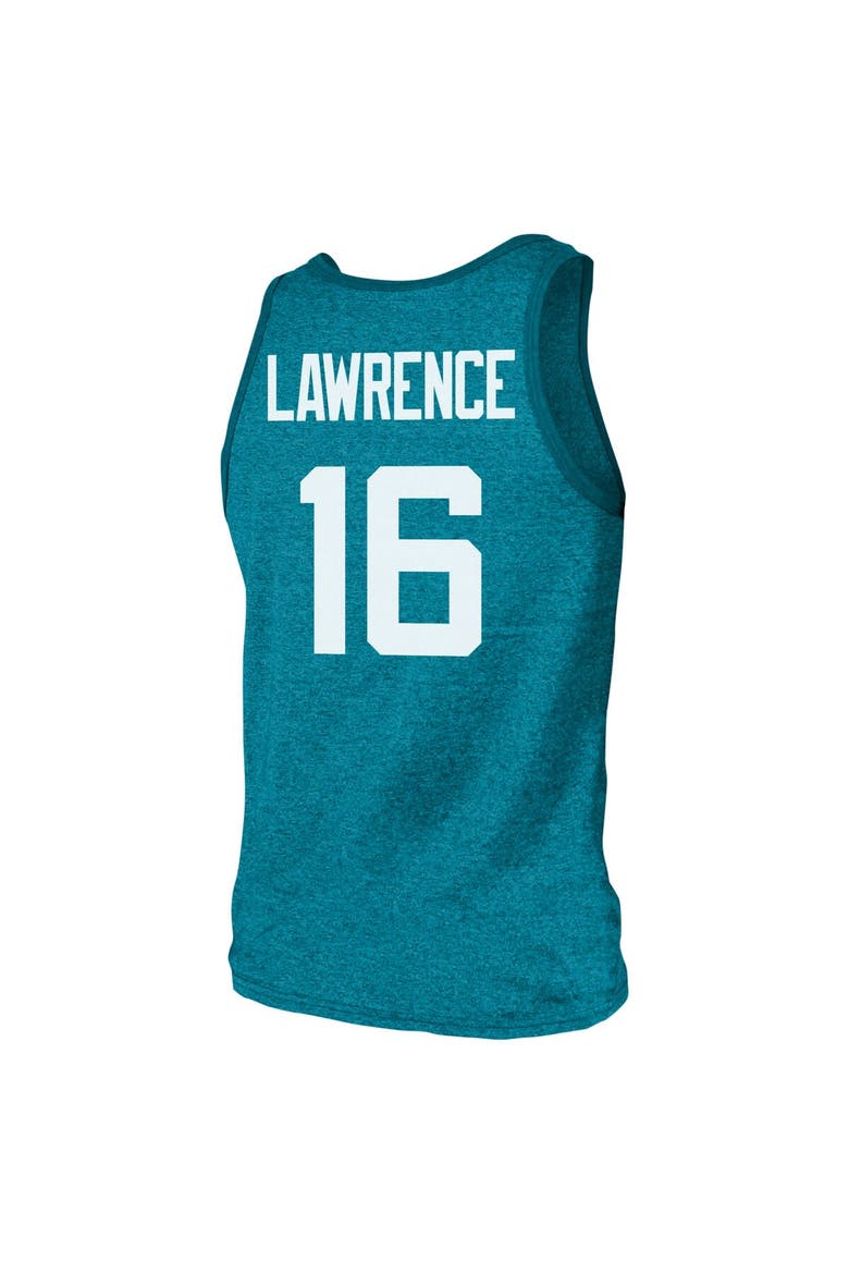Men's Majestic Threads Trevor Lawrence Teal Jacksonville Jaguars Tri-Blend Player Name & Number Tank Top, Alternate, color, Teal