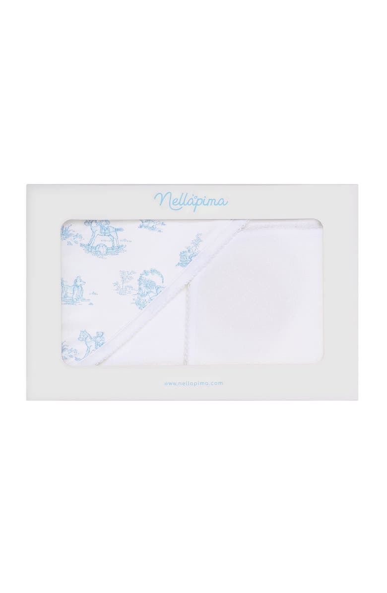 Nellapima Blue Toile Hooded Towel - Baby, Alternate, color, Blue