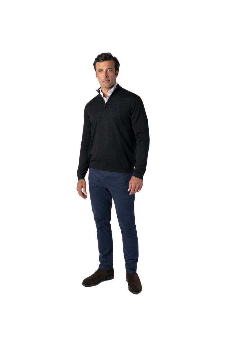 Robert Talbott Eastwood Quarter Zip Sweater, Main, color, Black With Gray Tipping