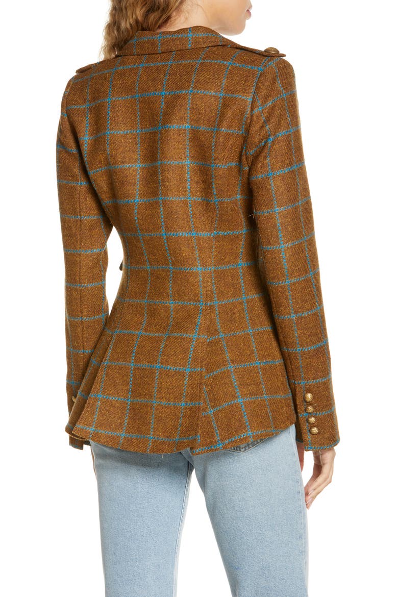 Equestrian Windowpane Check Wool Blazer, Alternate, color, VICUNA WINDOWPANE