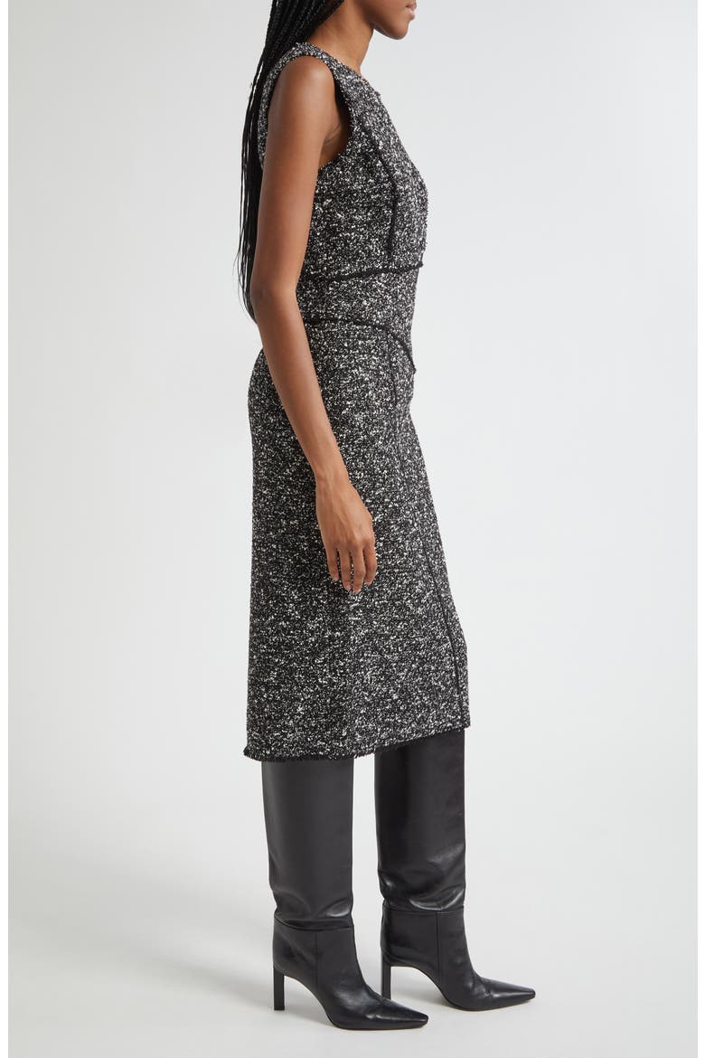 Fringed Seam Wool Blend Tweed Sheath Dress, Alternate, color, BLACK MULTI