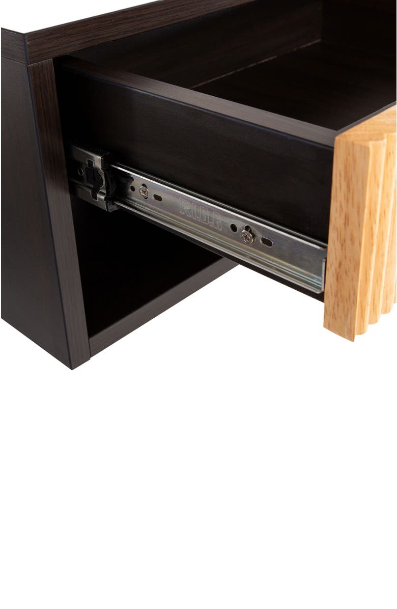 JONATHAN Y Elise Classic Contemporary Floating Wall Mounted Nightstand with Soft-Close Tambour Drawer and Cable Hole, Alternate, color, Black/Light Oak