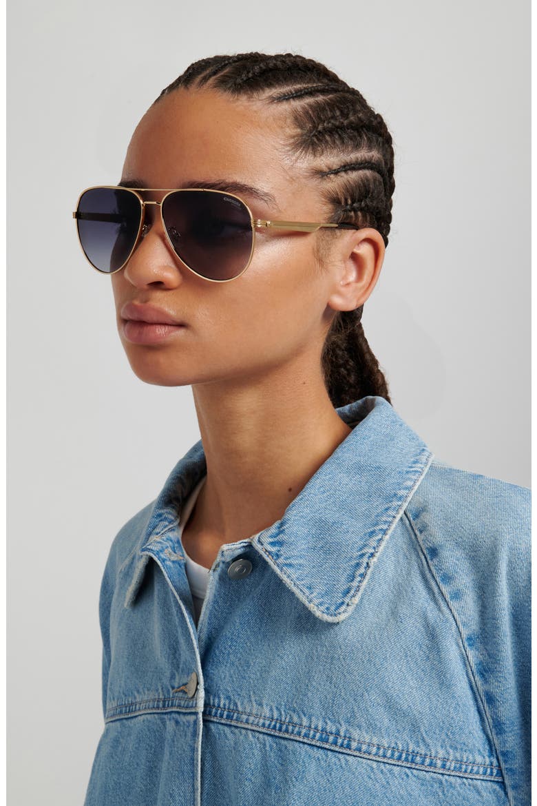 60mm Gradient Pilot Sunglasses, Alternate, color, ROSE GOLD/ DARK GREY SF
