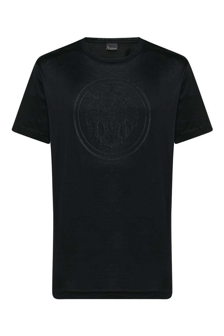 T-Shirt Round Neck Ss Lion Men, Main, color, black/black