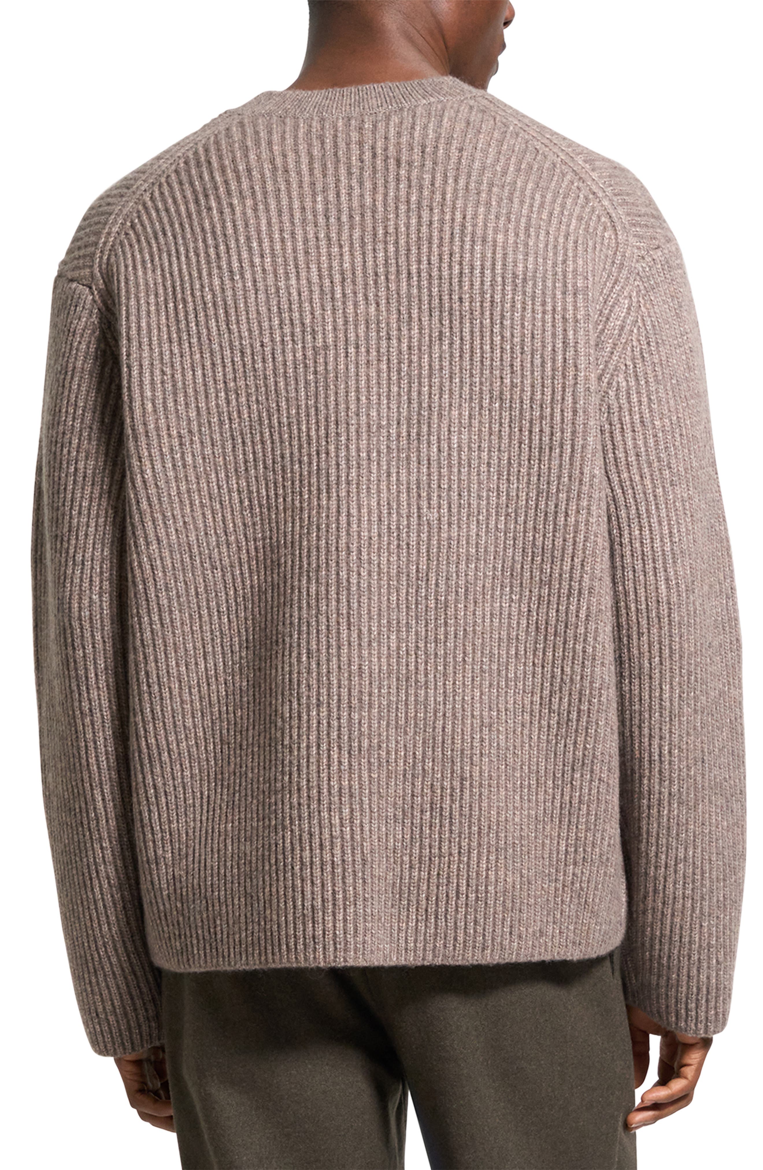 Oversize Ribbed Wool & Cotton Crewneck Sweater - image 2