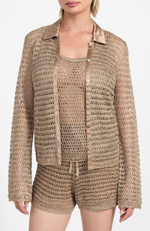 Bella Sequin Open Stitch Shirt