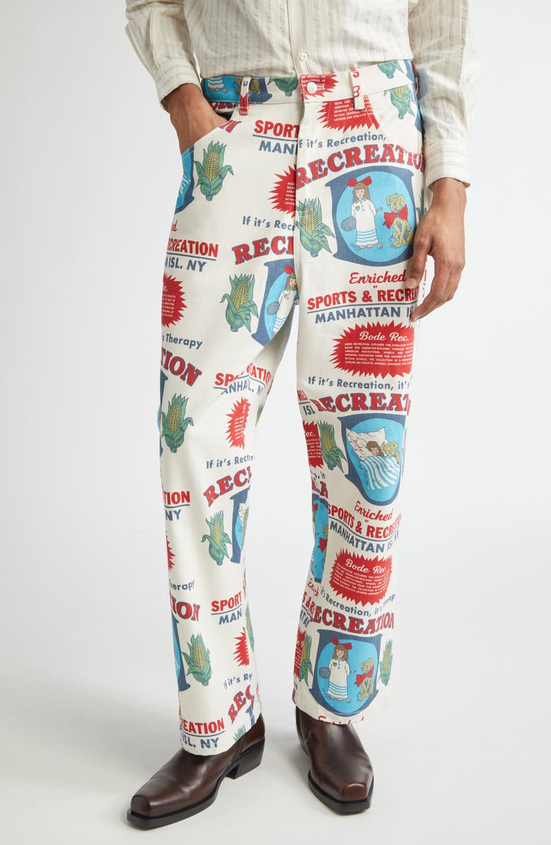 Bode Enrichment Knolly Brook Trousers, Main, color, White Multi