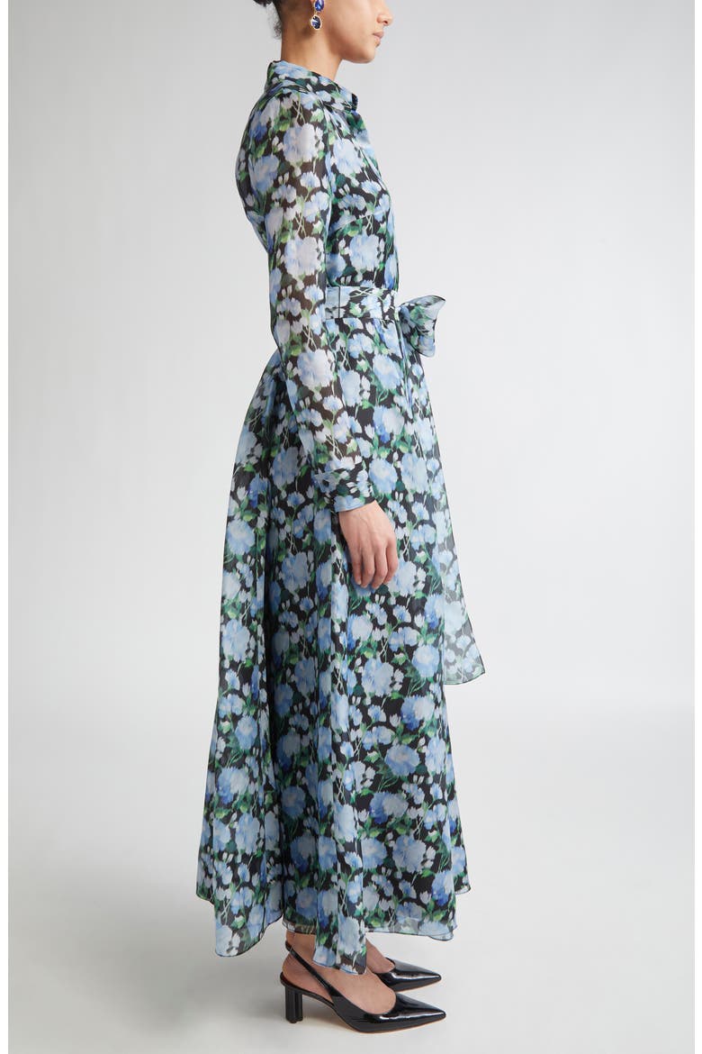 Floral Print Long Sleeve Trench Dress, Alternate, color, BLUE MULTI COLOR