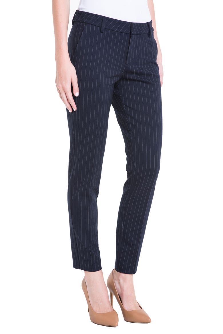 Kelsey Knit Pinstripe Trousers, Alternate, color, NAVY