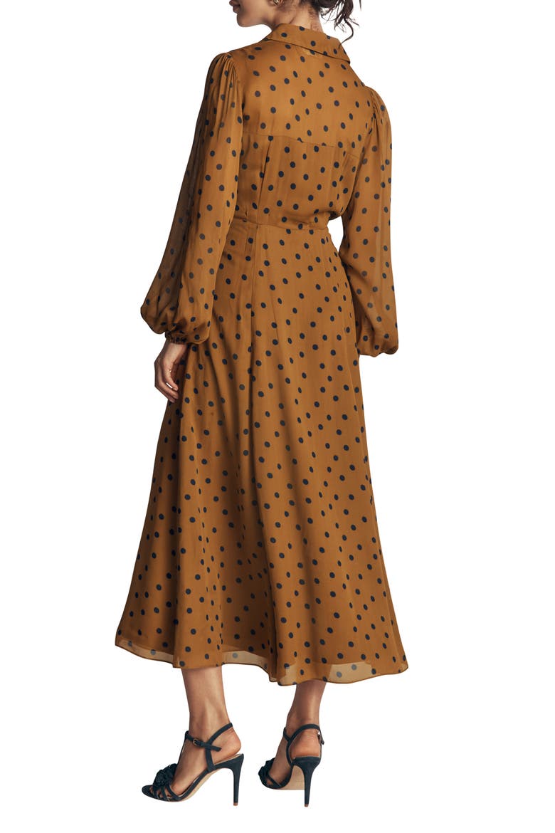 Painted Dot Sheer Yoke Shirt Dress, Alternate, color, HAZELNUT BROWN, PAINTED DOT