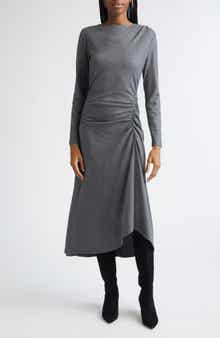 Veronica Beard Theodora Ruched Long Sleeve Midi Dress