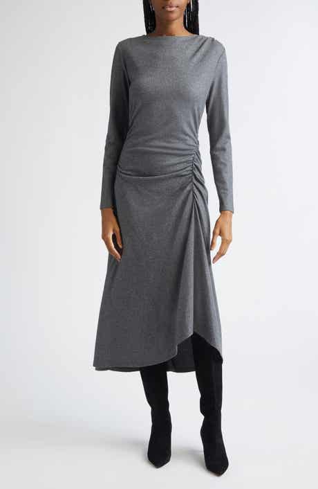 Veronica Beard Theodora Ruched Long Sleeve Midi Dress