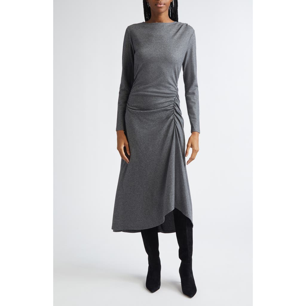 Veronica Beard Theodora Ruched Long Sleeve Midi Dress In Gray