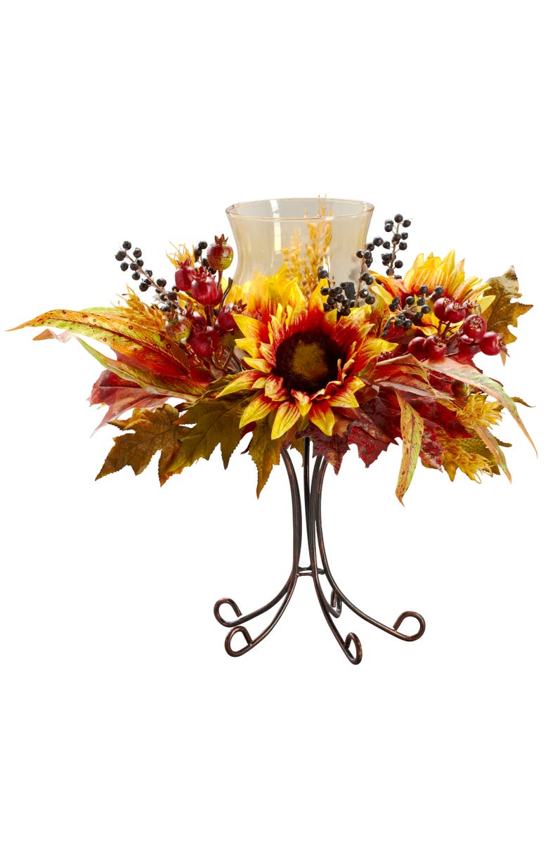 NEARLY NATURAL Sunflower Candelabrum, Main, color, Yellow