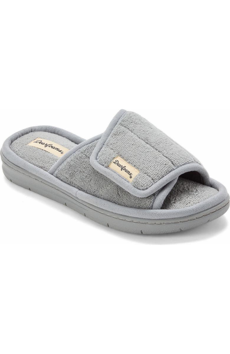 DEARFOAMS Mickey Terry Adjustable Shower Slide Slipper, Main, color, Sleet