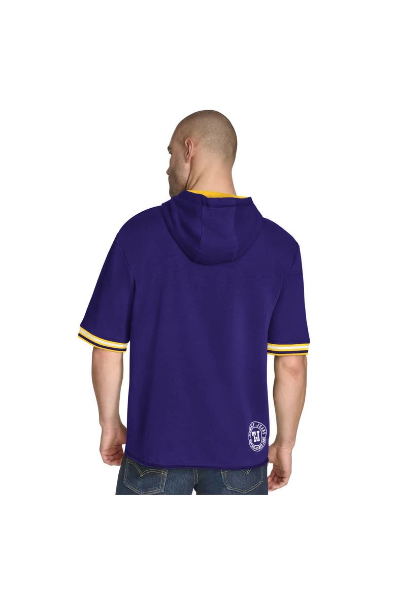 Men's Tommy Jeans Purple Los Angeles Lakers Paul French Terry Short Sleeve Pullover Hoodie, Alternate, color, Purple