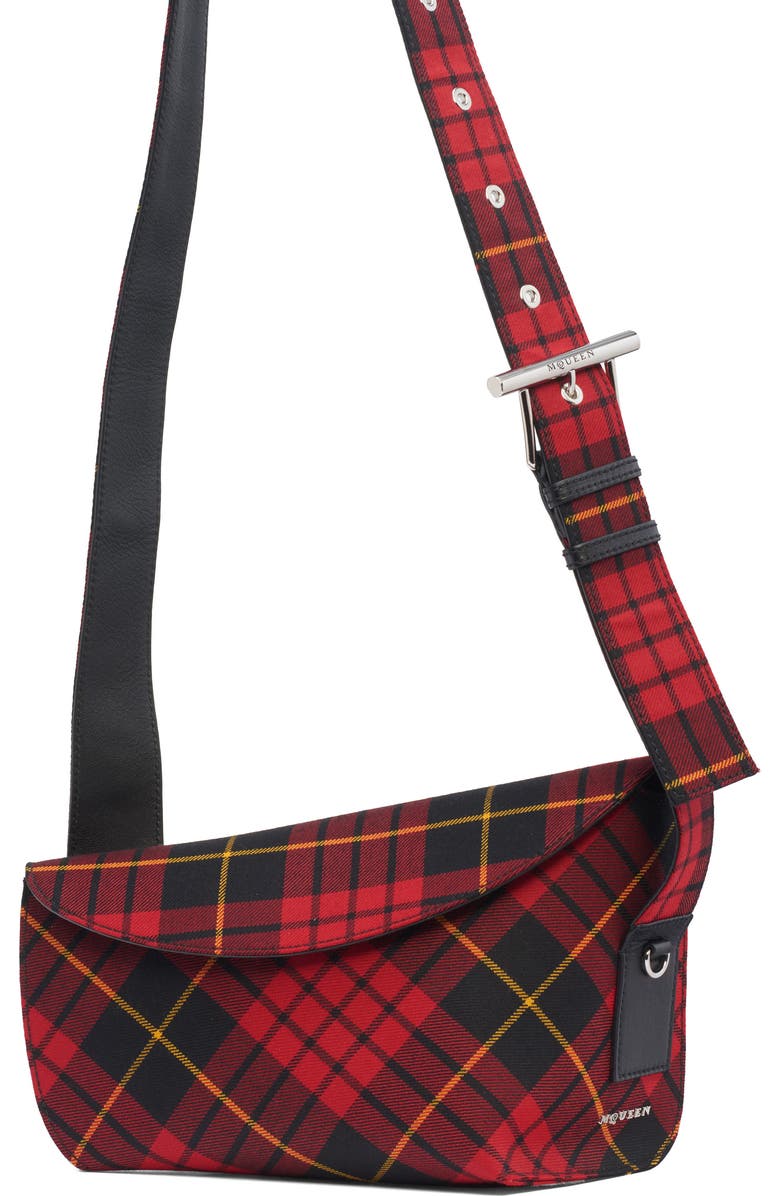 McQueen Large T-Bar Sling Asymmetric Crossbody Bag, Main, color, Multi Red/ Silver