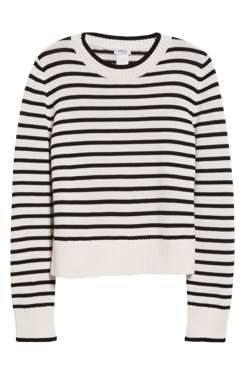 Akris punto Stripe Boxy Cotton Sweater, Alternate, color, 
