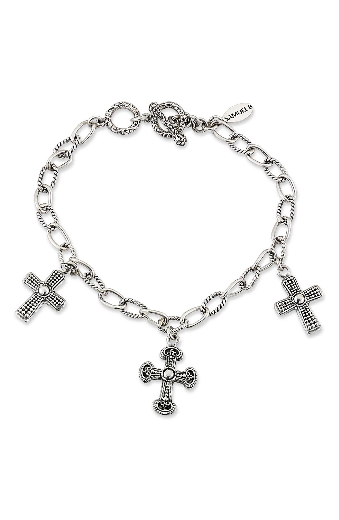 SAMUEL B. Filigree Cross Charm Bracelet