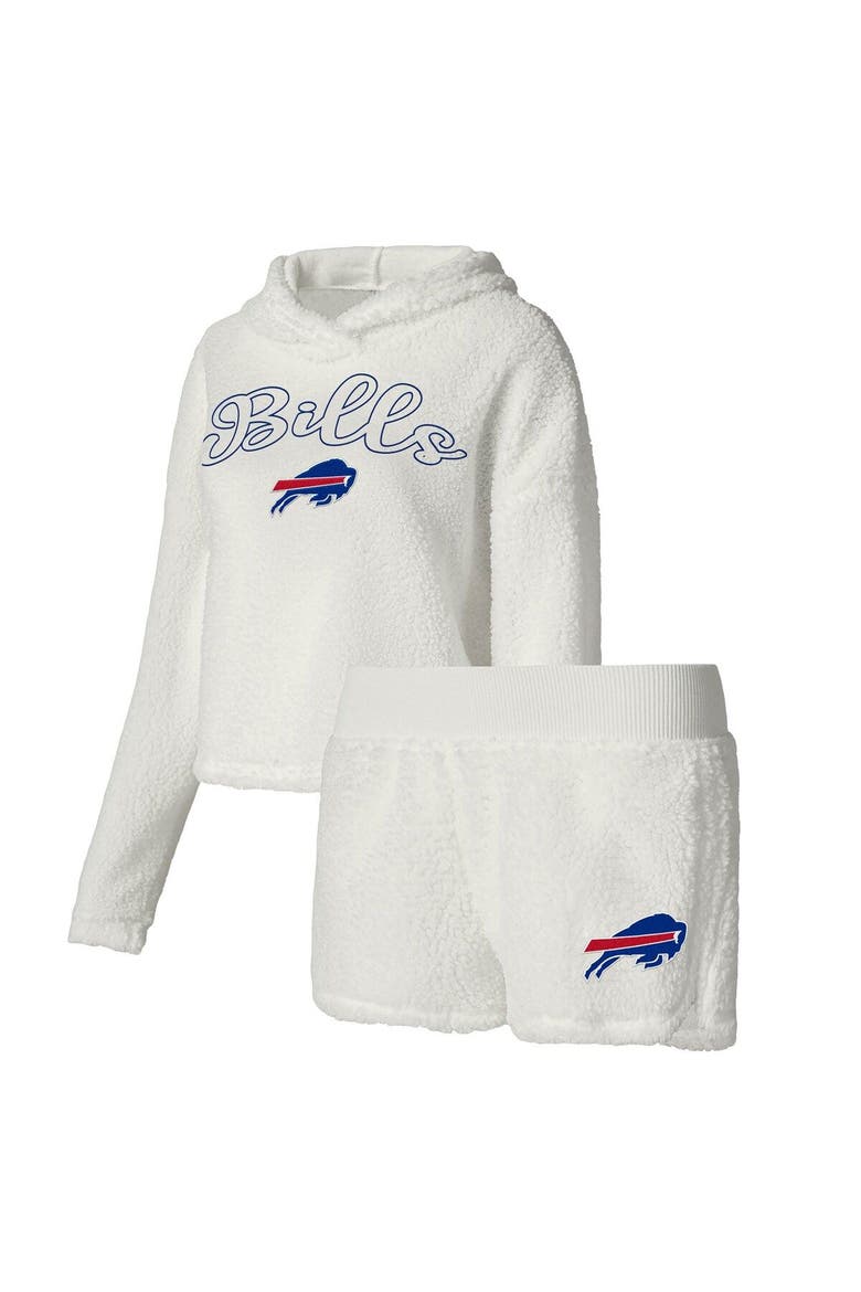 Women's Concepts Sport  White Buffalo Bills Fluffy Pullover Sweatshirt & Shorts Sleep Set, Main, color, White