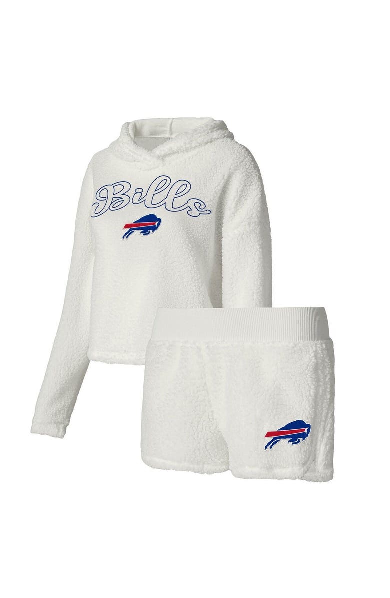 CONCEPTS SPORT Women's Concepts Sport  White Buffalo Bills Fluffy Pullover Sweatshirt & Shorts Sleep Set, Main, color, White