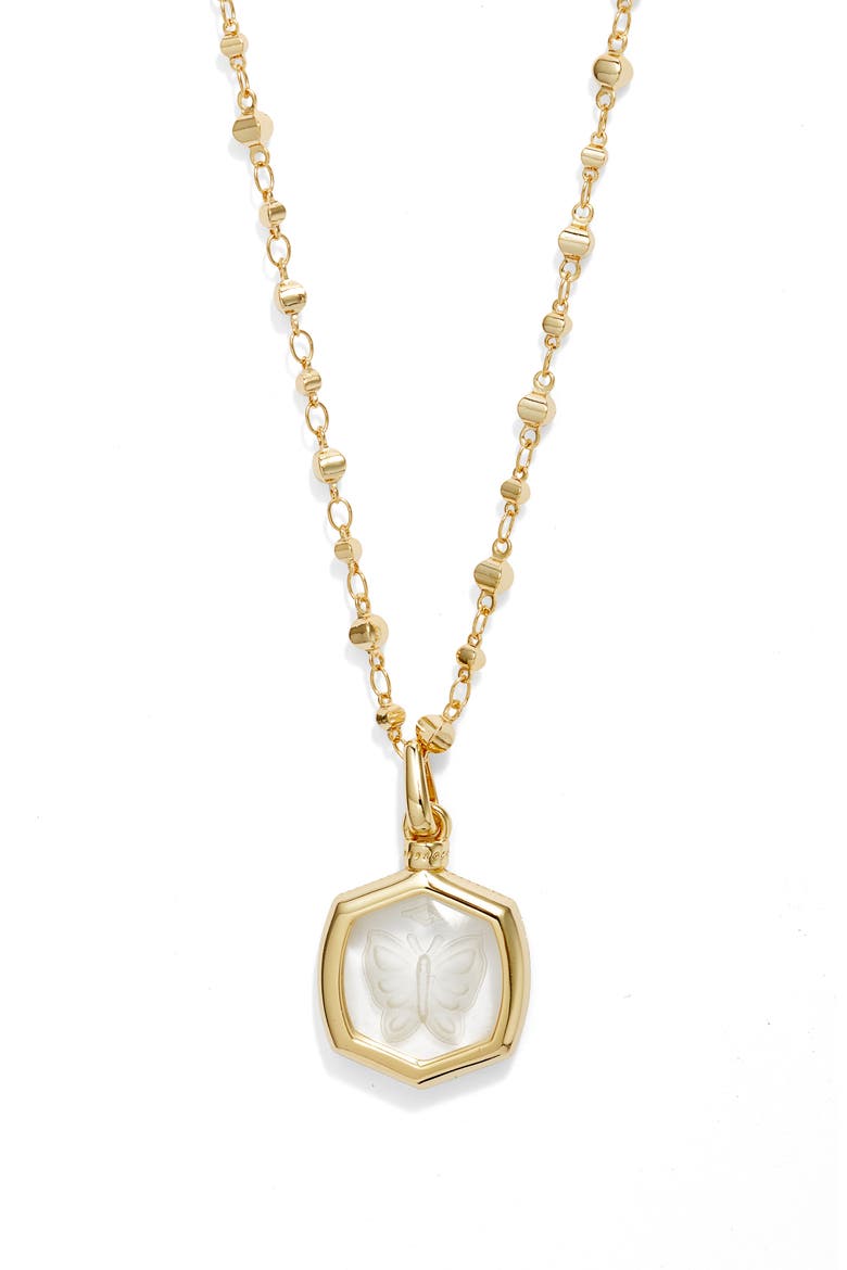 Davie Intaglio Pendant Necklace, Main, color, GLD CLEAR GLSS BTFLY