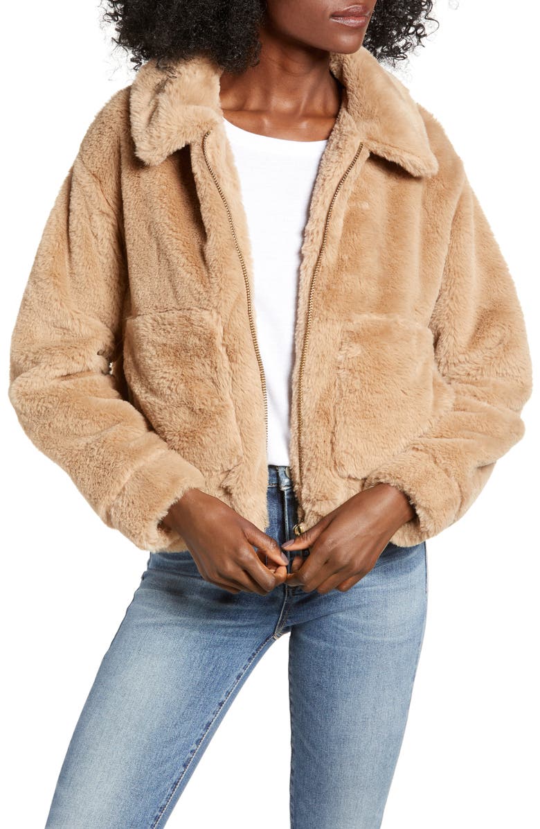 4SI3NNA Teddy Faux Fur Jacket, Main, color, 