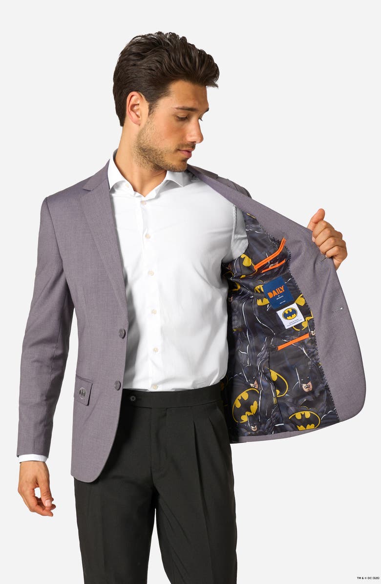 OppoSuits x Batman Daily Slim Fit Grey Stretch Sport Coat, Alternate, color, Grey