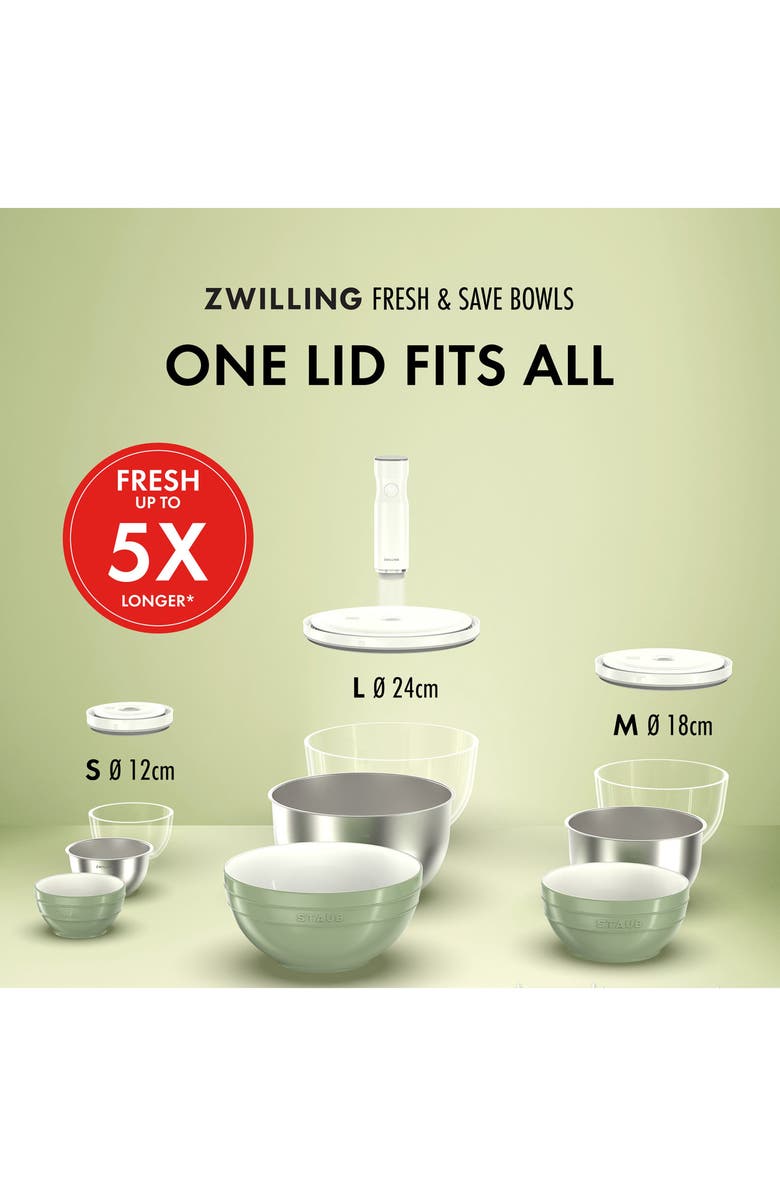 ZWILLING Fresh & Save 3-Piece Stainless Steel Bowl & Vacuum Pump Set, Alternate, color, Stainless Steel
