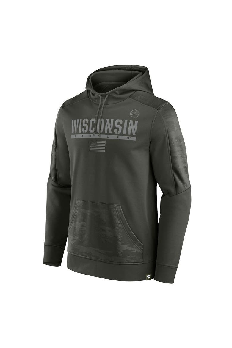Men's Fanatics Branded Olive Wisconsin Badgers OHT Military Appreciation Guardian Pullover Hoodie, Alternate, color, Olive