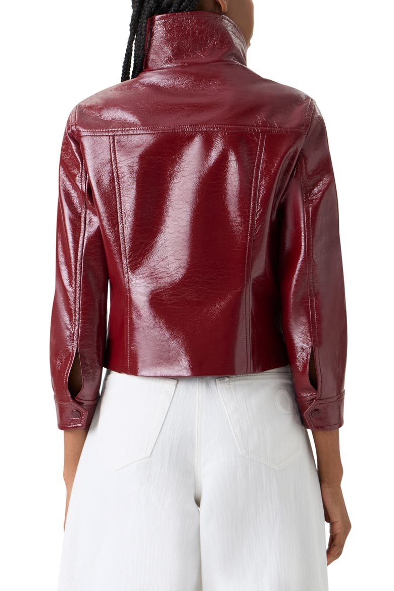 Shiny Crinkle Faux Leather Jacket, Alternate, color, POMEGRANATE