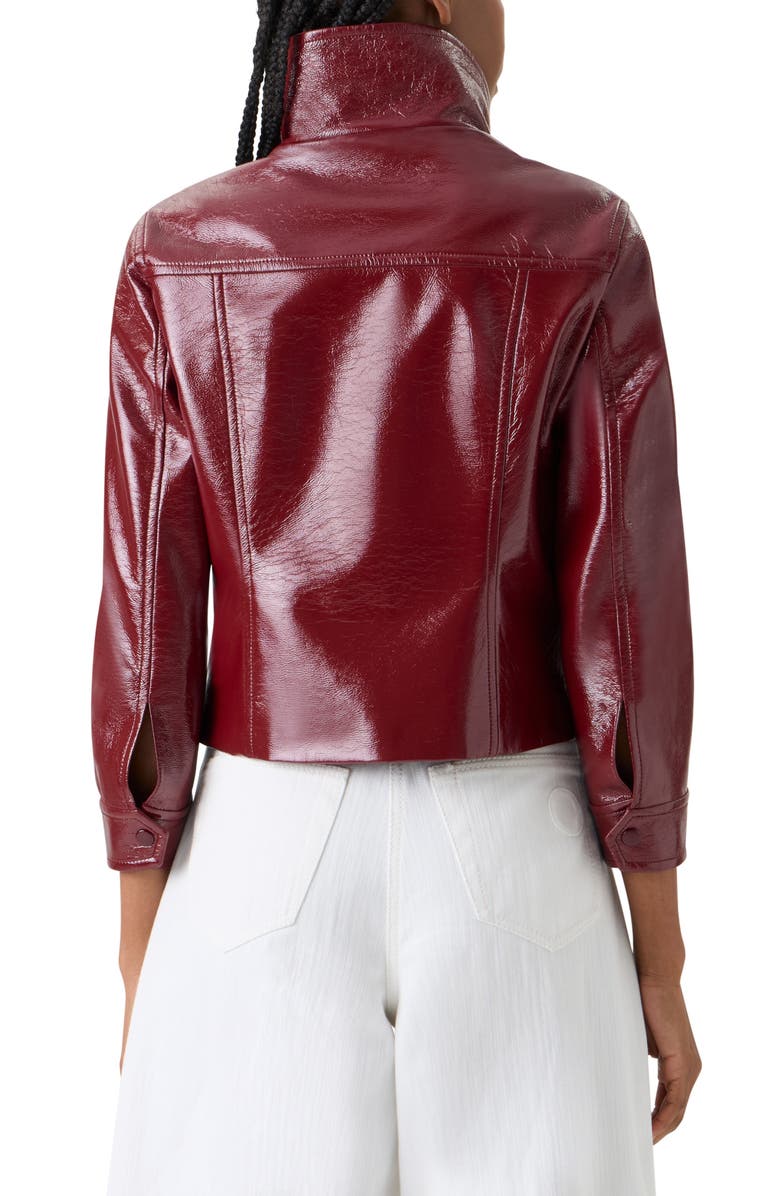 Akris punto Shiny Crinkle Faux Leather Jacket, Alternate, color, Pomegranate