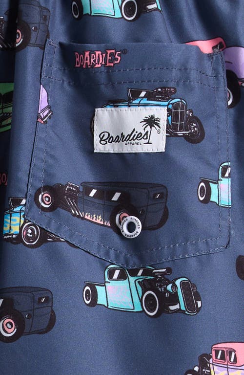 Boardies Kids' Car Print Swim Trunks In Grey