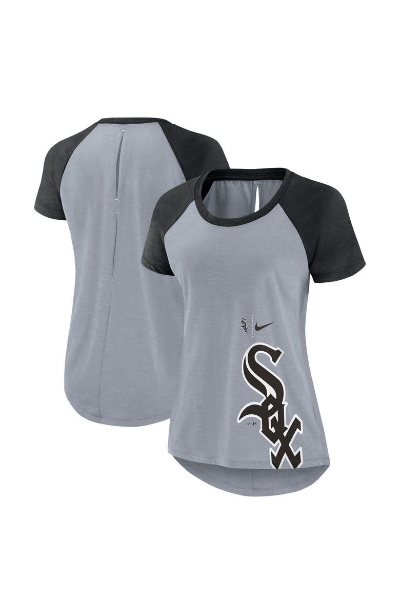 Nike Women's Nike Heather Gray Chicago White Sox Summer Breeze Raglan Fashion T-Shirt, Alternate, color,