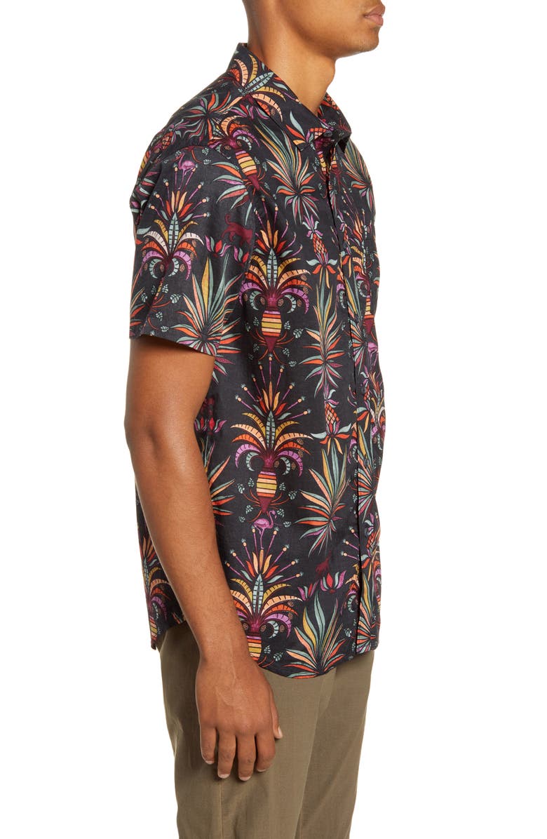 Billabong Sundays Floral Short Sleeve Button-Up Shirt, Alternate, color, 