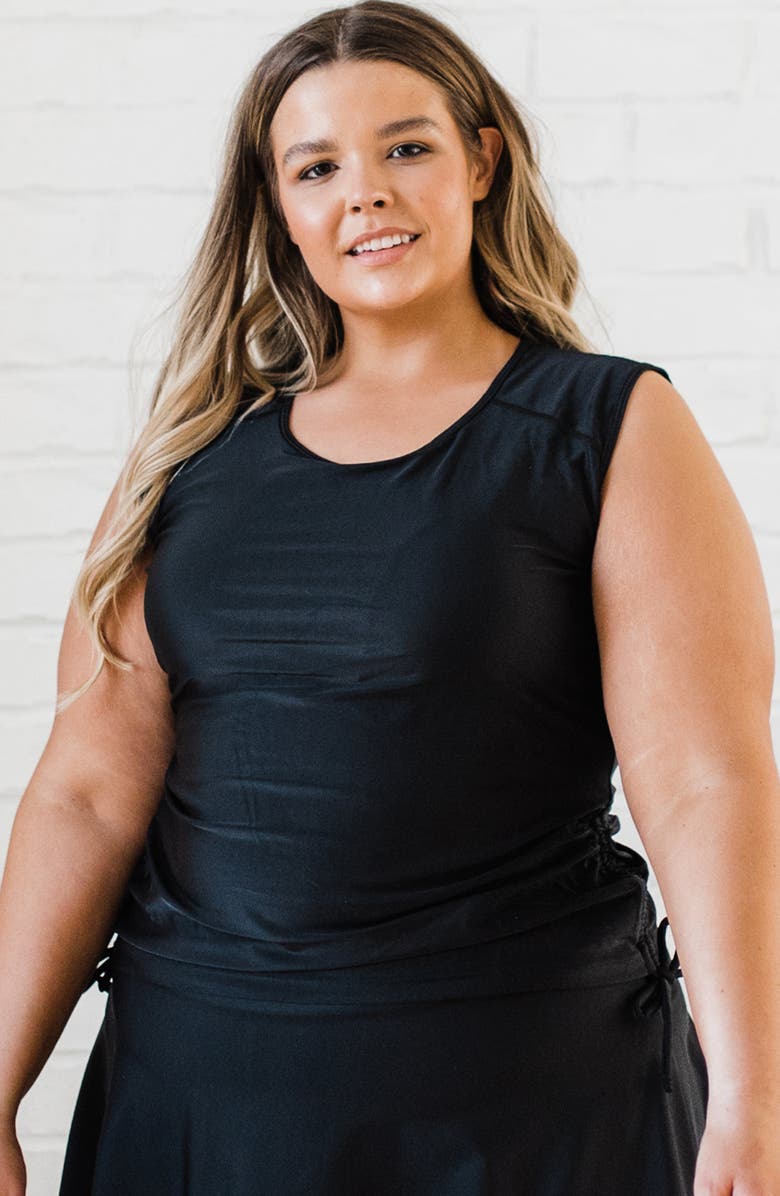 Calypsa Plus Size Long Bike Swim Shorts, Main, color, Black