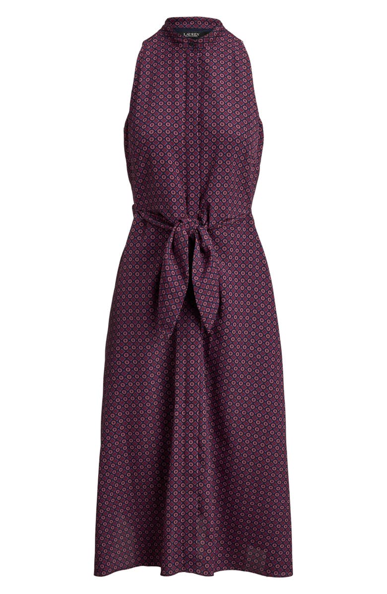 Lauren Ralph Lauren Tie Front Foulard Sleeveless Dress, Alternate, color, Navy Multi
