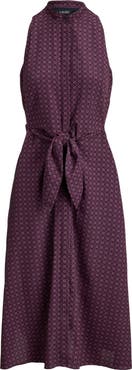 Lauren Ralph Lauren Tie Front Foulard Sleeveless Dress