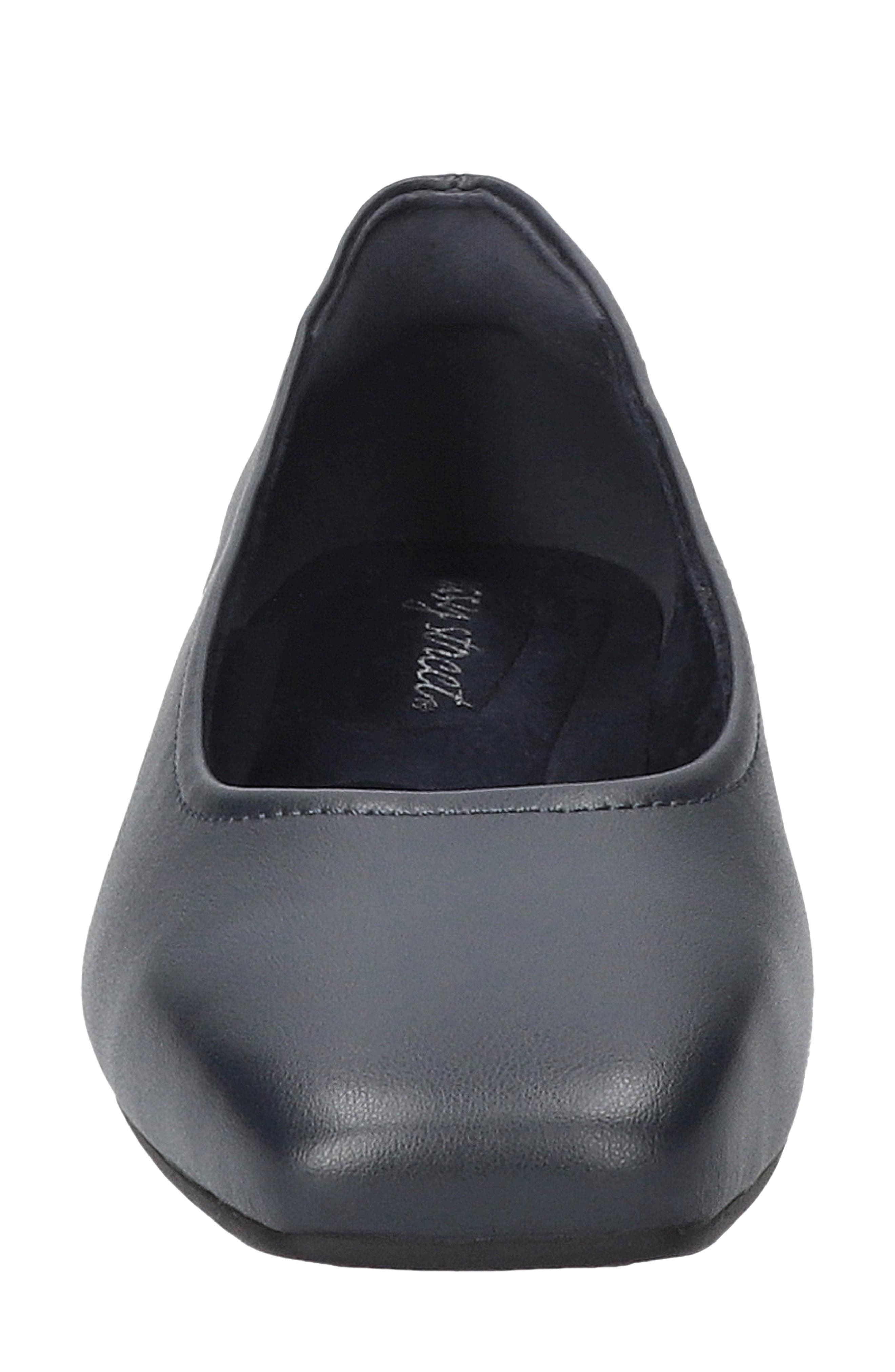 Crescent Faux Leather Skimmer Flat, Alternate, color, NAVY