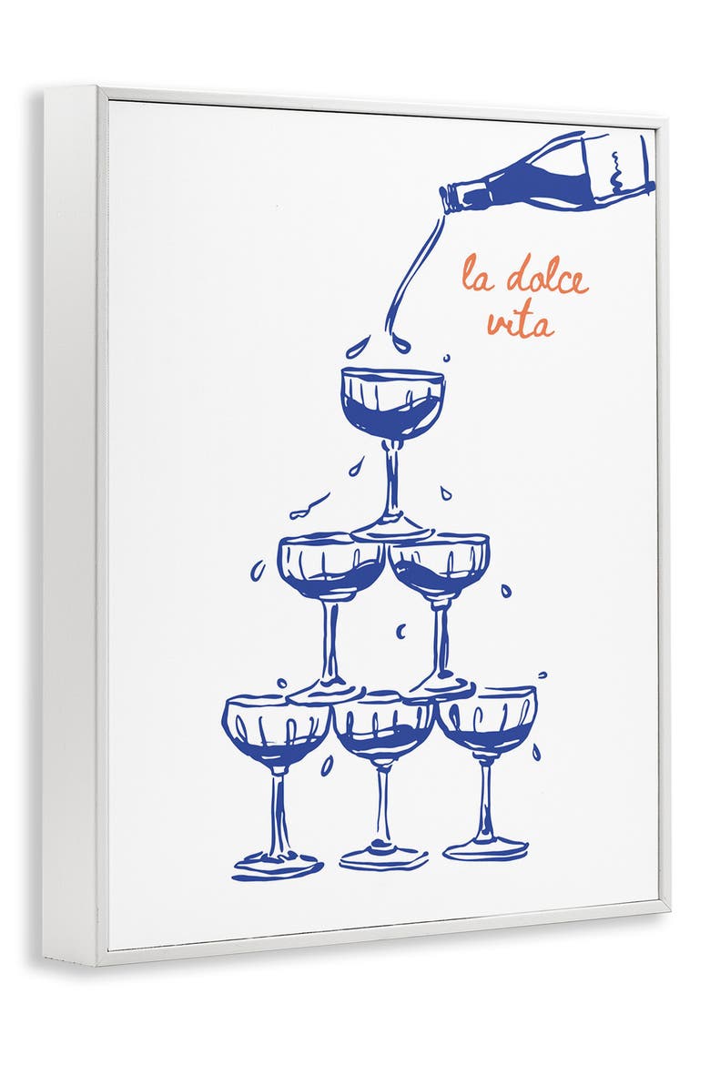Pouring Champagne Tower Framed Art Print, Alternate, color, BLUE