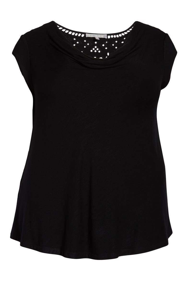 Daniel Rainn Lace Knit Top, Alternate, color, BLACK