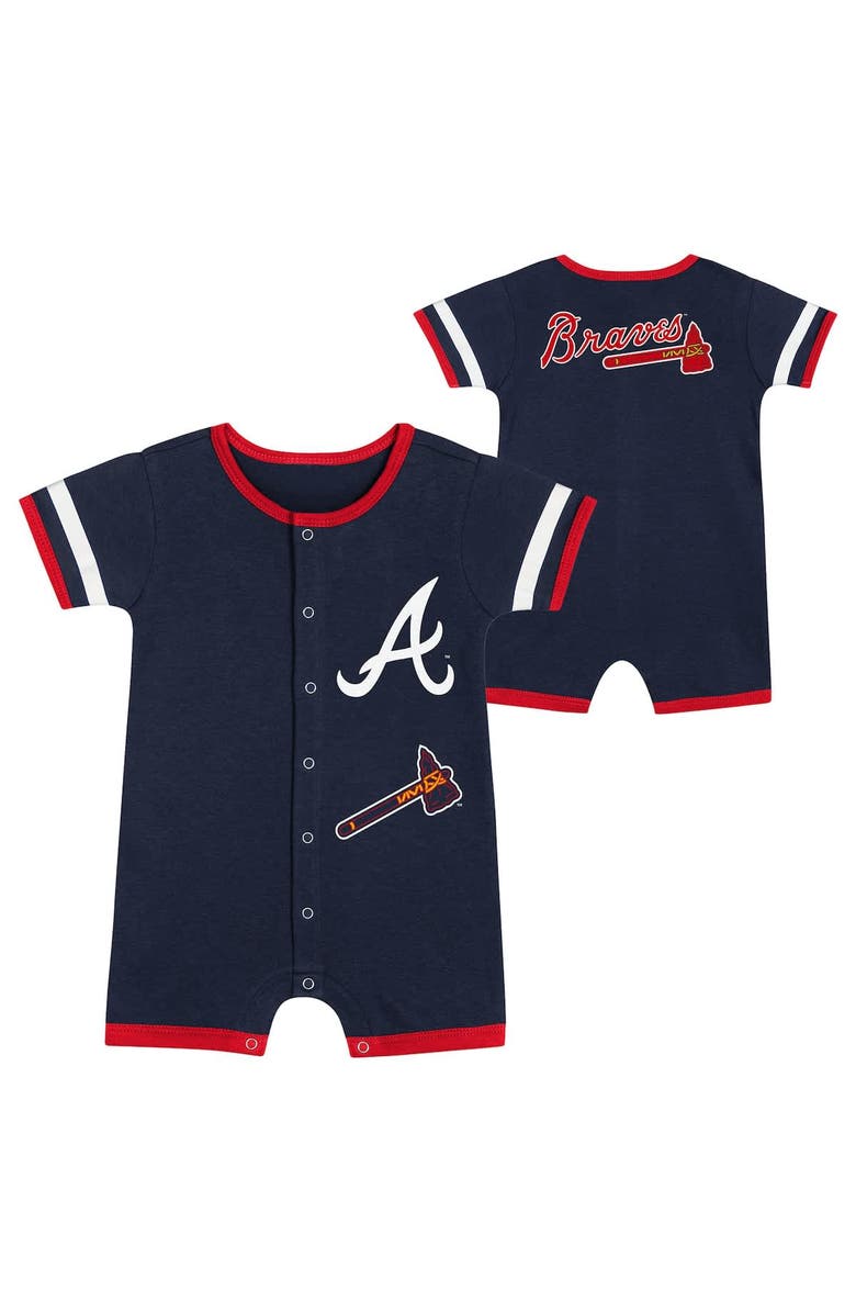 Outerstuff Newborn  Navy Atlanta Braves Double Hit Coveralls, Alternate, color, 