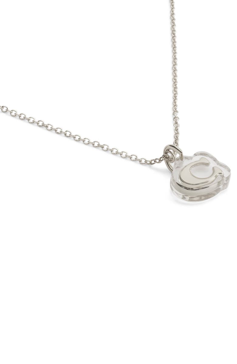 COACH Logo Pendant Necklace, Alternate, color, Rhodium