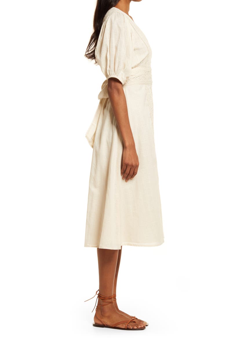 Magnolia Button Front Midi Dress, Alternate, color, CREAM
